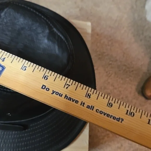 Vintage Henshel Black Leather Fedora  Hat - Picture 8 of 12